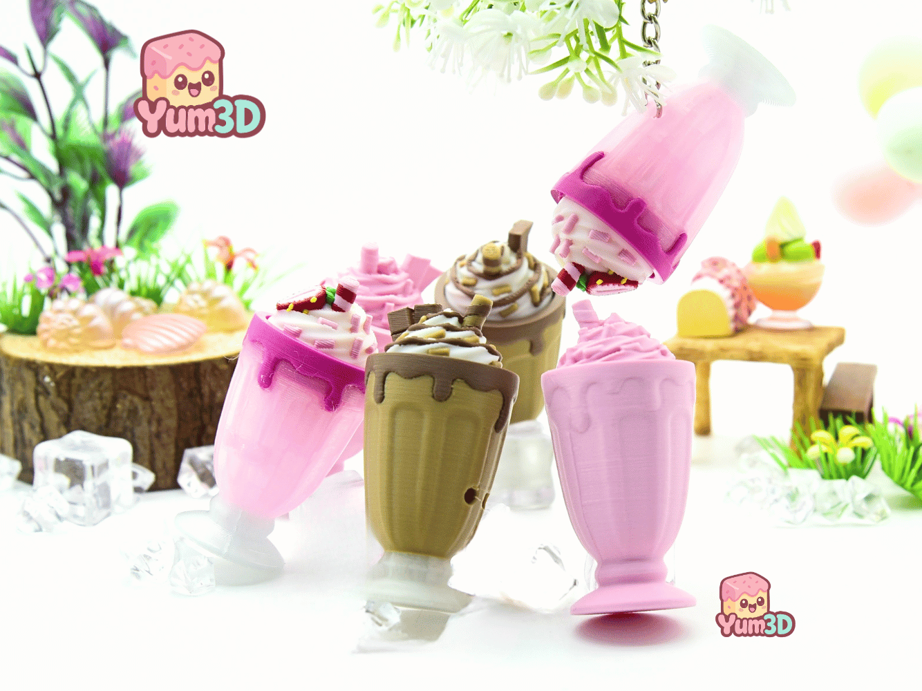 👌 Yum3D Clicky Milkshake Fidget Clicker Keychain - Cute Backpack